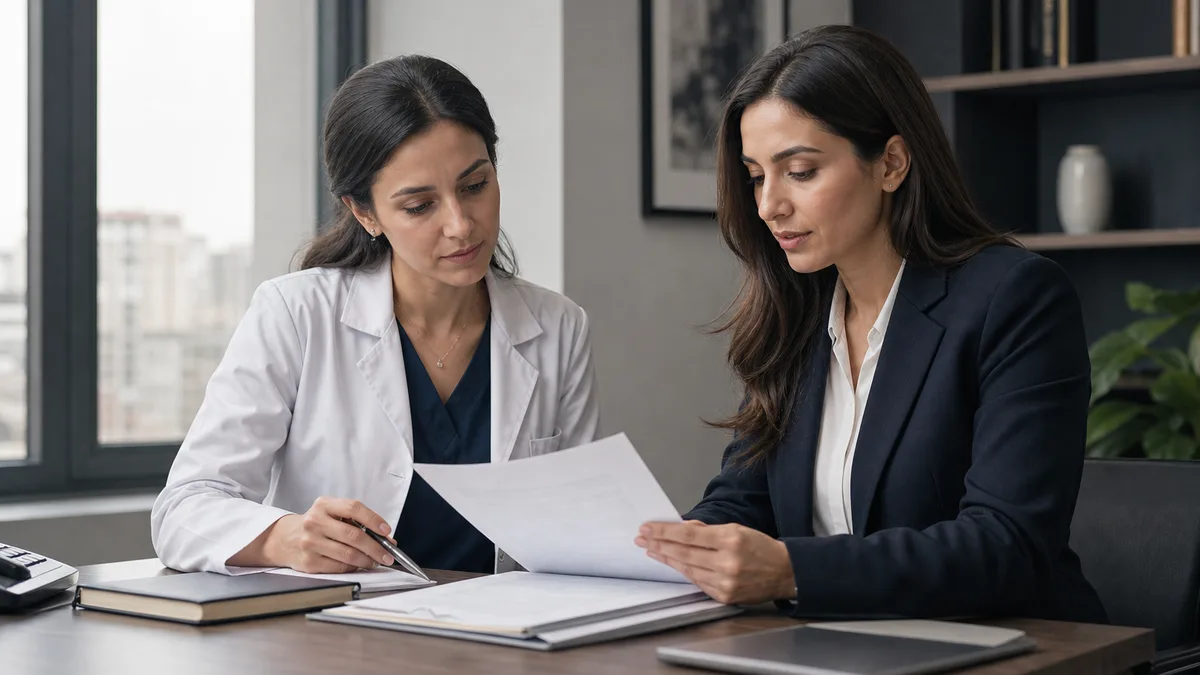 Professional case review illustrating malpractice insurance in Turkish medical law